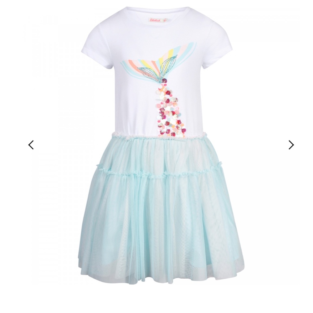 BILLIEBLUSH Girls Sequin "Seashells" Tiered Tulle Skirt T-Shirt Dress 6Y / 114cm